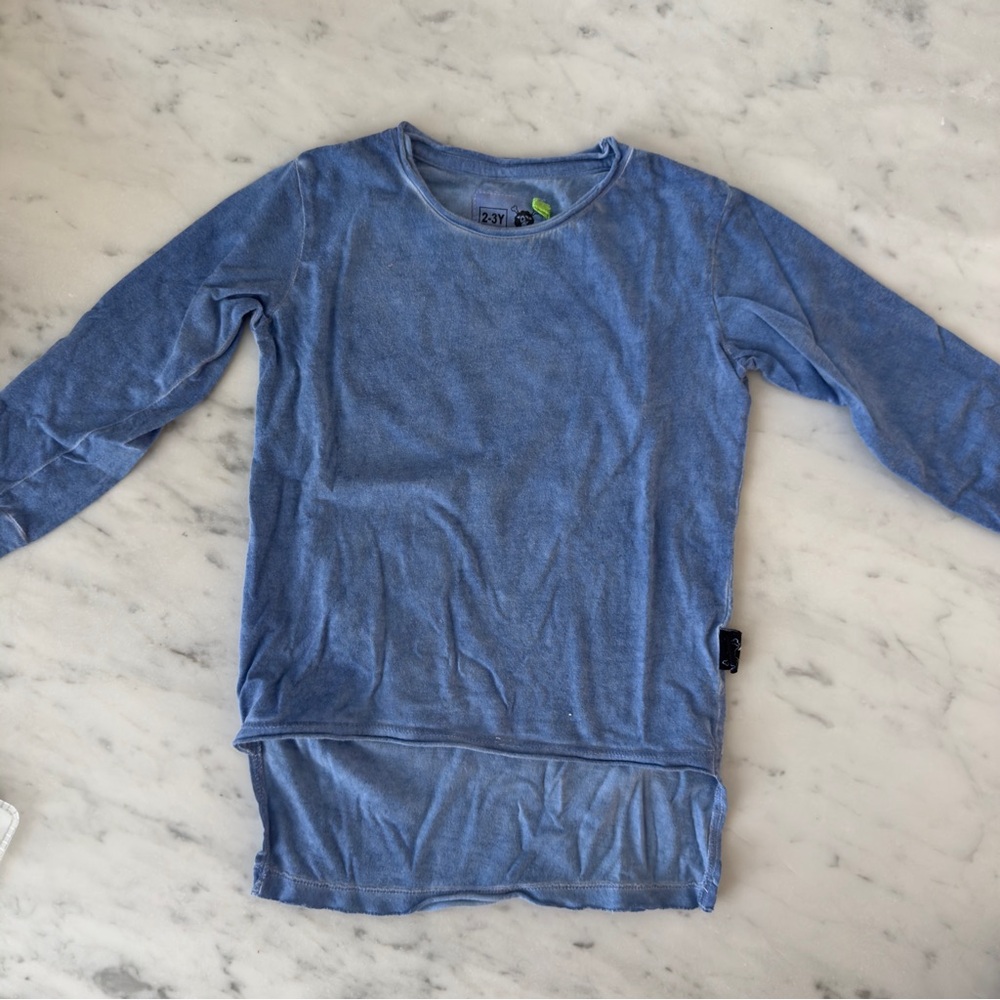 Nununu Boys 2-3Y Dropped hem Tee Soft Lightweight Long Sleeve Number 1